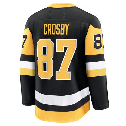 P.Penguins #87 Sidney Crosby Fanatics Home Premium Jersey - Black Stitched American Hockey Jersey UNEC