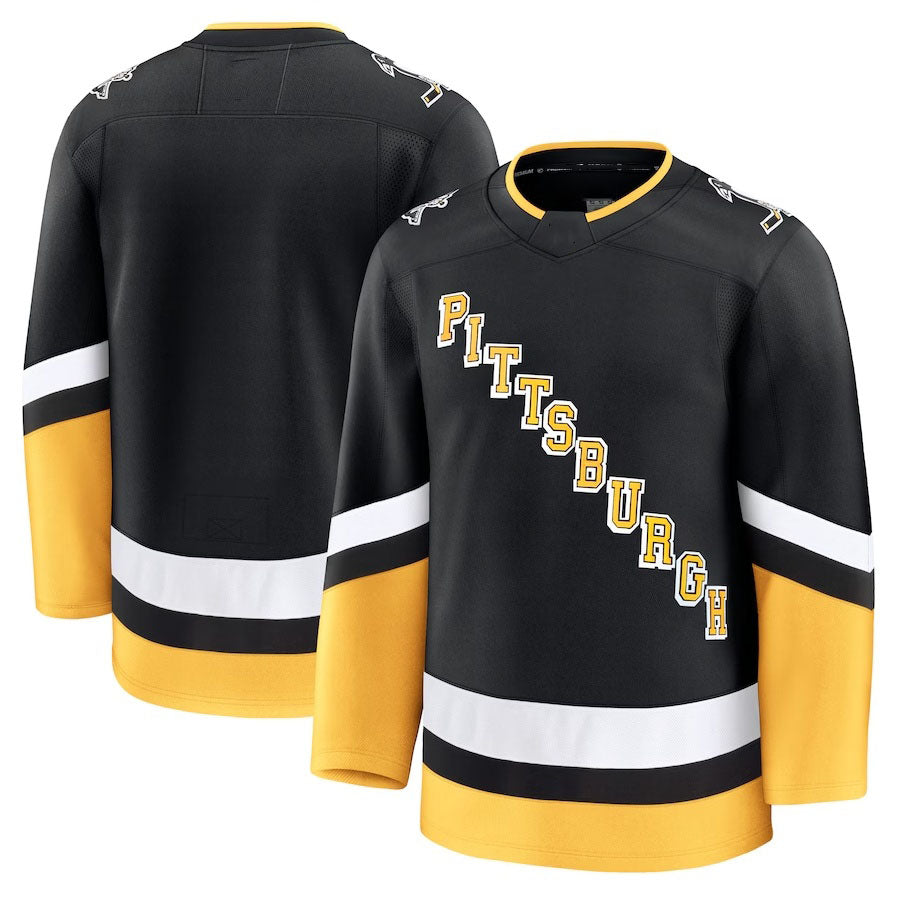 P.Penguins Fanatics Alternate Premium Jersey - Black Stitched American Hockey Jersey UNEC