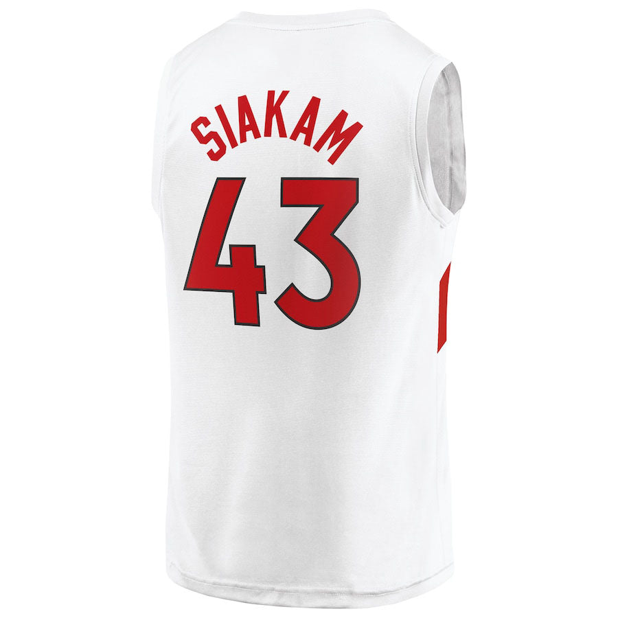 T.Raptors #43 Pascal Siakam Fanatics Branded 2020-21 Fast Break Replica Player Jersey Association Edition White Stitched American Basketball Jersey UNEC