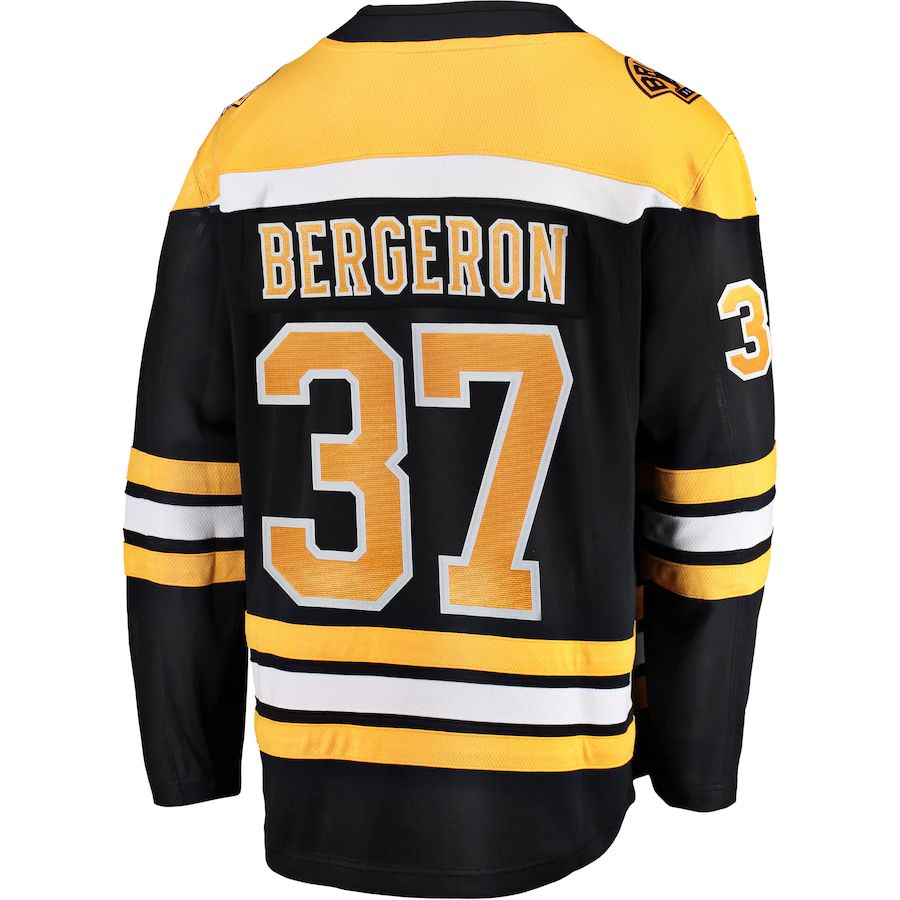 B.Bruins #37 Patrice Bergeron Fanatics Branded Breakaway Player Jersey  Black Stitched American Hockey Jersey UNEC
