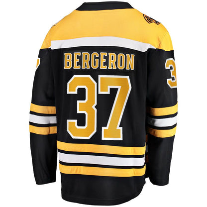 B.Bruins #37 Patrice Bergeron Fanatics Branded Home Captain Premier Breakaway Player Jersey Black Stitched American Hockey Jersey UNEC