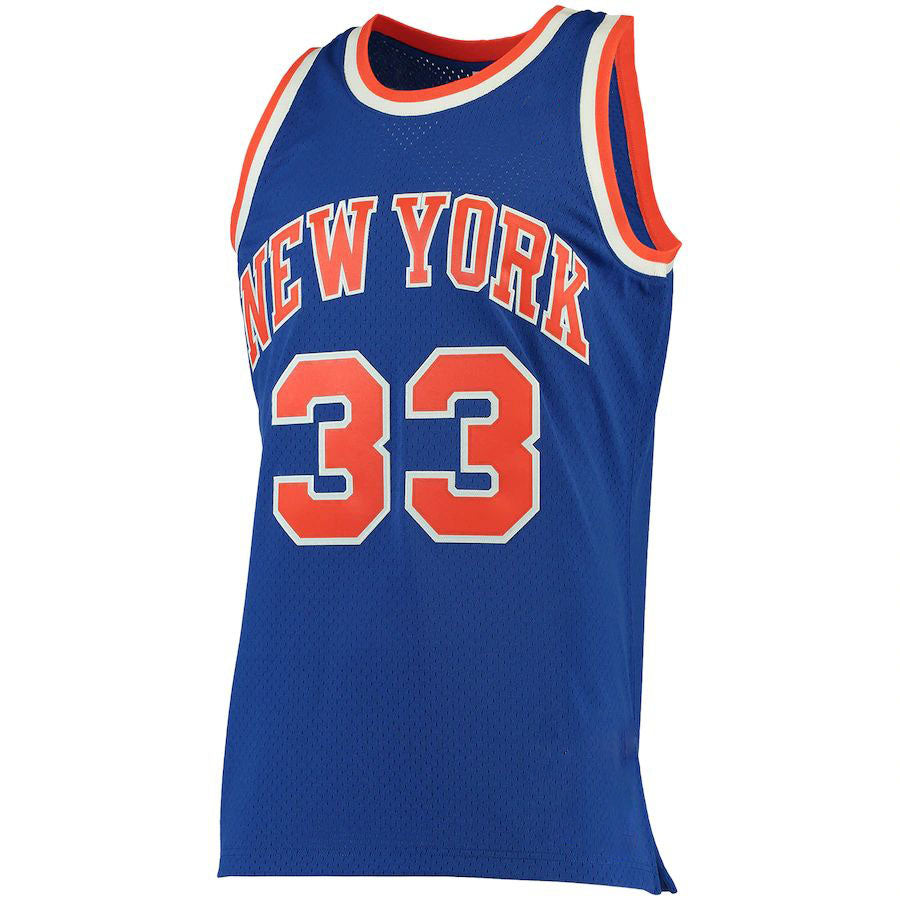 NY.Knicks #33 Patrick Ewing Mitchell & Ness Big & Tall Hardwood Classics Jersey Blue Stitched American Basketball Jersey UNEC