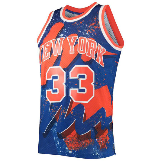 NY.Knicks #33 Patrick Ewing Mitchell & Ness Hardwood Classics 1991-92 Hyper Hoops Swingman Jersey Blue Stitched American Basketball Jersey UNEC