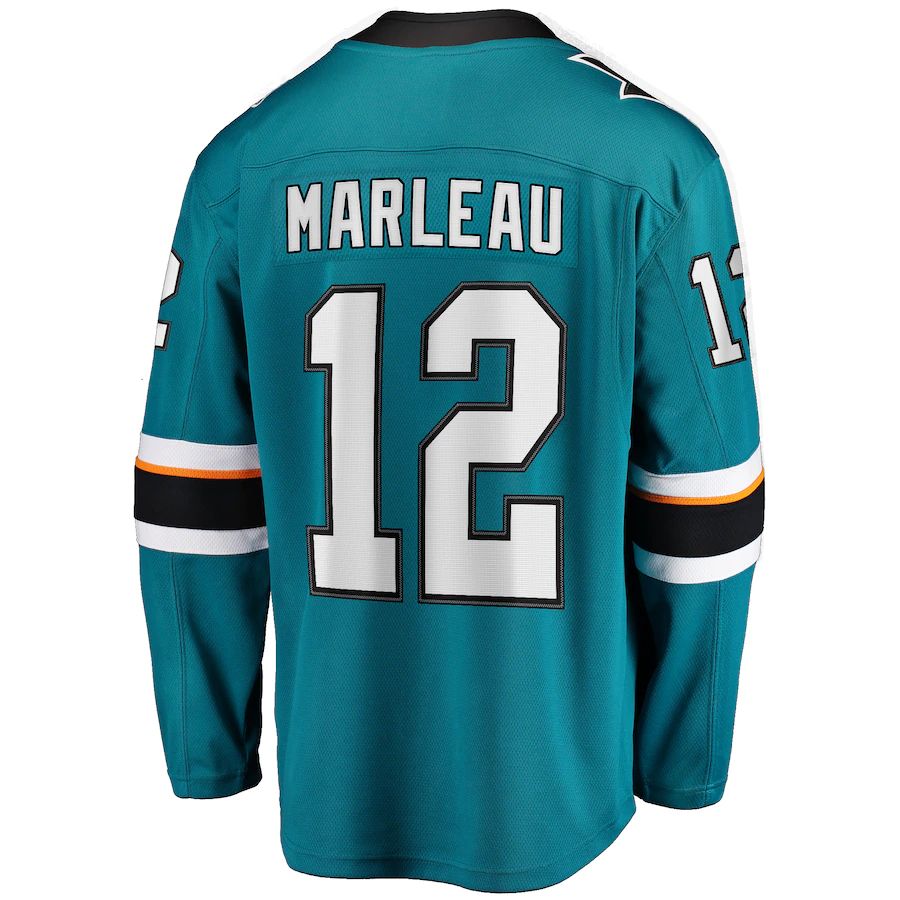 SJ.Sharks #12 Patrick Marleau Fanatics Branded Replica Player Jersey  Teal Stitched American Hockey Jersey UNEC