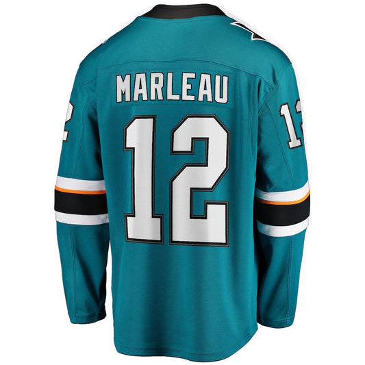 SJ.Sharks #12 Patrick Marleau Fanatics Branded Replica Player Jersey  Teal Stitched American Hockey Jersey UNEC