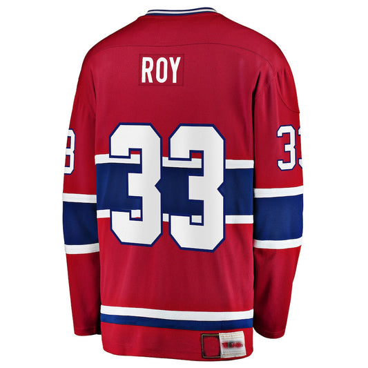 M.Canadiens #33 Patrick Roy Fanatics Branded Premier Breakaway Retired Player Jersey Red Stitched American Hockey Jersey UNEC