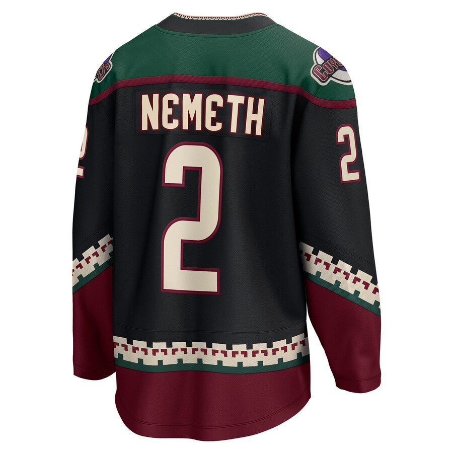A.Coyotes #2 Patrik Nemeth Fanatics Branded Home Breakaway Player Jersey  Black Stitched American Hockey Jersey UNEC