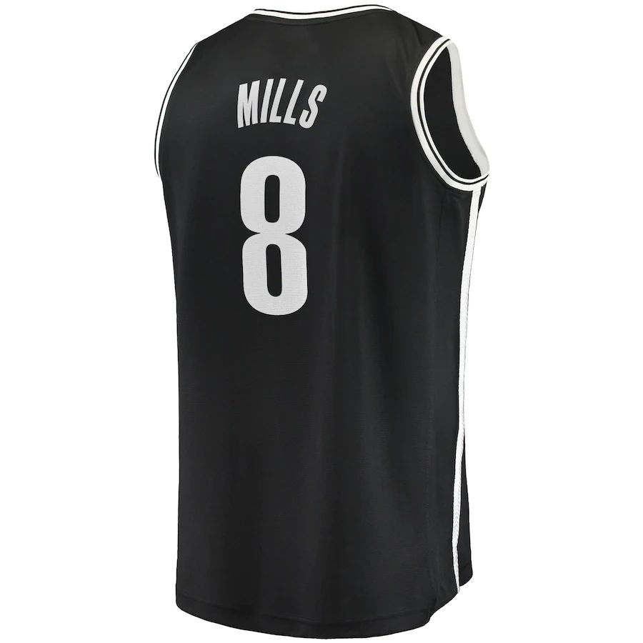 B.Nets #8 Patty Mills Fanatics Branded 2021-22 Fast Break Replica Jersey Icon Edition Black Stitched American Basketball Jersey UNEC