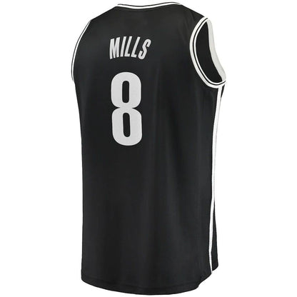 B.Nets #8 Patty Mills Fanatics Branded 2021-22 Fast Break Replica Jersey Icon Edition Black Stitched American Basketball Jersey UNEC