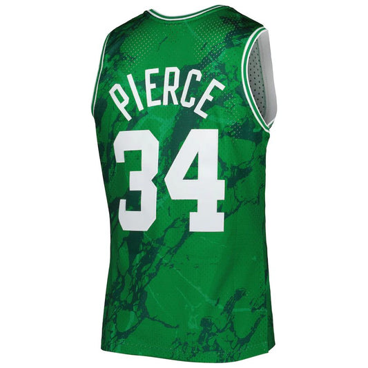 B.Celtics #34 Paul Pierce Mitchell & Ness 2007-08 Hardwood Classics Marble Swingman Jersey Green Stitched American Basketball Jersey UNEC