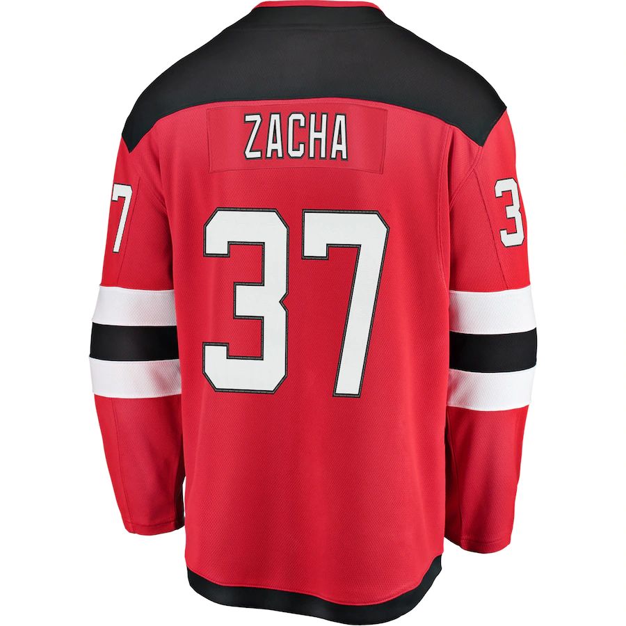 NJ.Devils #37 Pavel Zacha Fanatics Branded Home Breakaway Player Jersey Red Stitched American Hockey Jersey UNEC