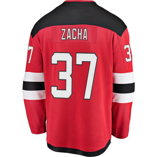 NJ.Devils #37 Pavel Zacha Fanatics Branded Home Breakaway Player Jersey Red Stitched American Hockey Jersey UNEC