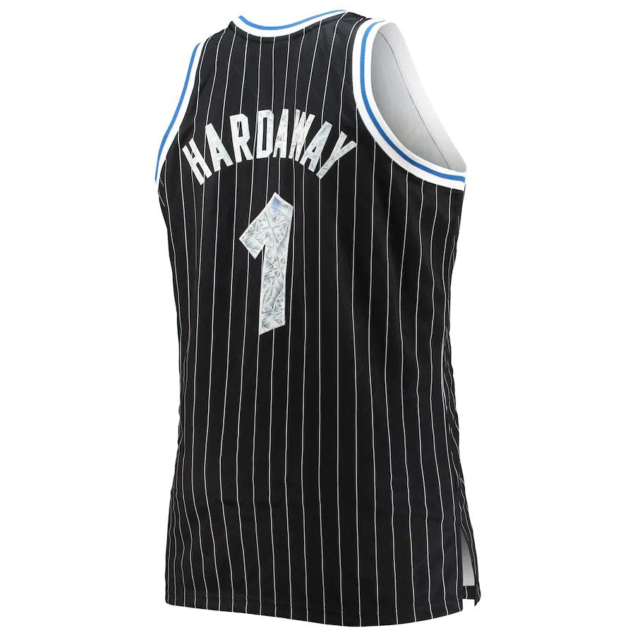 O.Magic #1 Penny Hardaway Mitchell & Ness Big & Tall 1994-95  75th Anniversary Diamond Swingman Jersey Black Stitched American Basketball Jersey UNEC