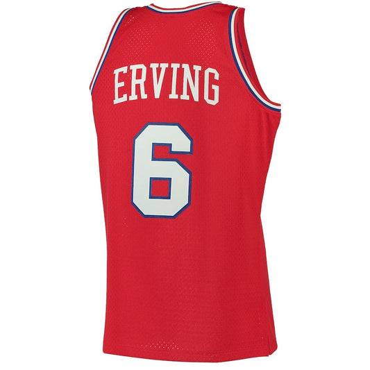 PH.76ers #6 Julius Erving Mitchell & Ness Hardwood Classics Swingman Jersey - Red Stitched American Basketball Jersey UNEC