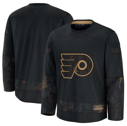 P.Flyers Fanatics 2024 Military Appreciation Practice Jersey - Black Stitched American Hockey Jersey UNEC