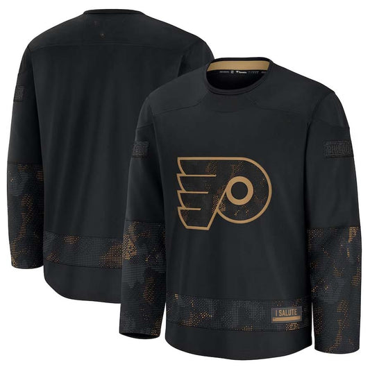 P.Flyers Fanatics 2024 Military Appreciation Practice Jersey - Black Stitched American Hockey Jersey UNEC