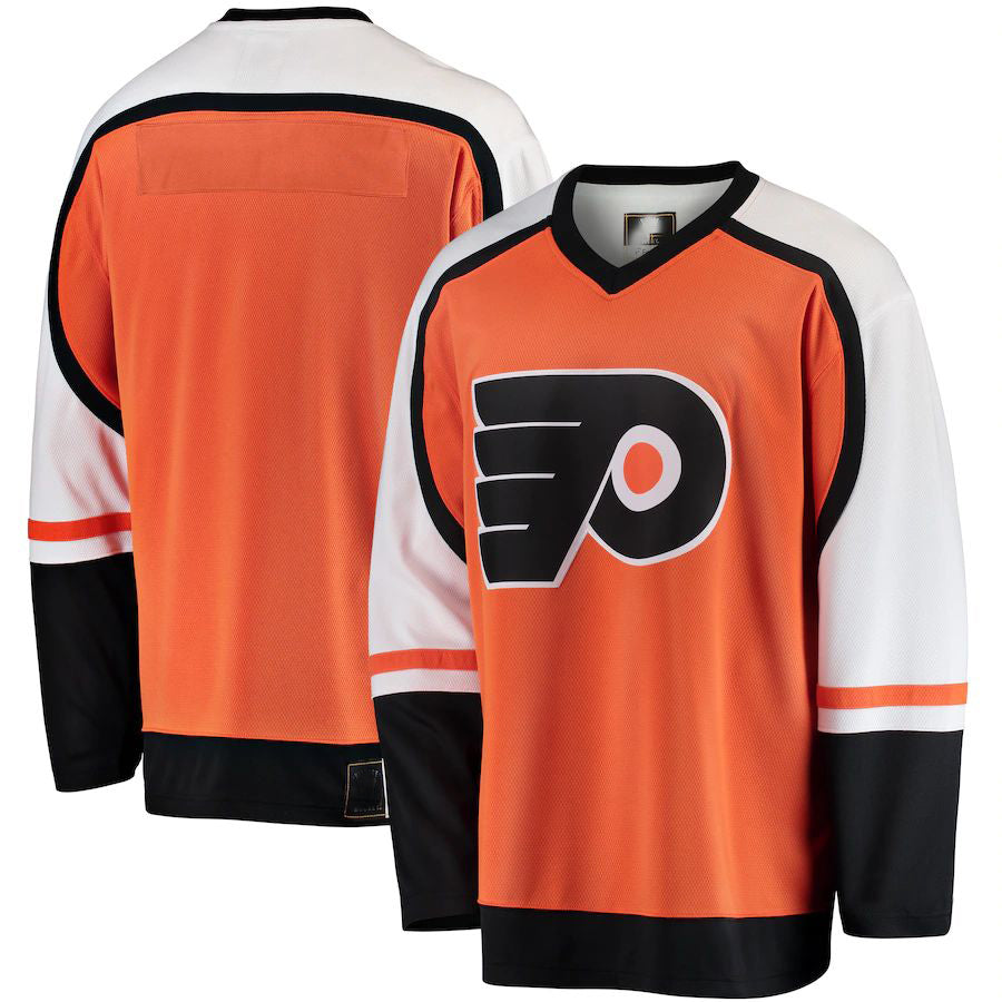 P.Flyers Fanatics Branded Premier Breakaway Heritage Blank Jersey Orange Stitched American Hockey Jersey UNEC
