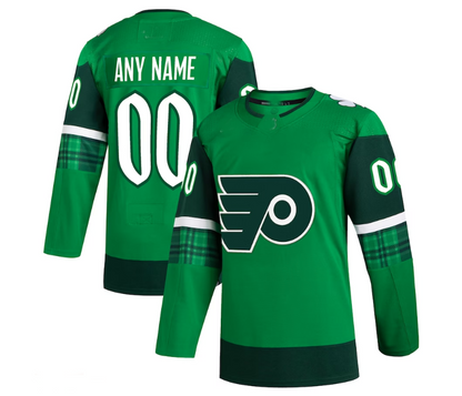 Custom P.Flyers 2023 St. Patrick's Day Primegreen Authentic Jersey - Kelly Green Stitched American Hockey Jersey UNEC