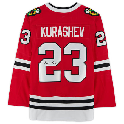 C.Blackhawks #23 Philipp Kurashev Fanatics Authentic Autographed Jersey Red Stitched American Hockey Jersey UNEC