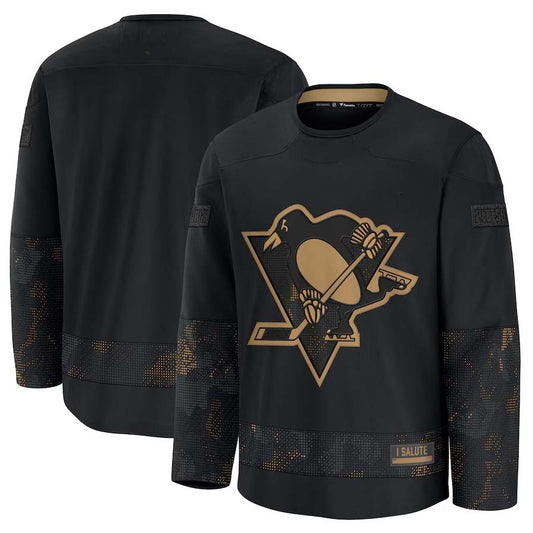 P.Penguins Fanatics 2024 Military Appreciation Practice Jersey - Black Stitched American Hockey Jersey UNEC