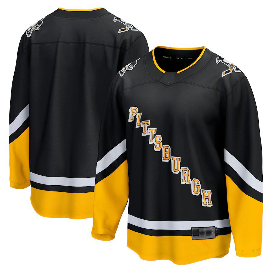 P.Penguins Fanatics Branded 2021-22 Alternate Premier Breakaway Jersey Black Stitched American Hockey Jersey UNEC
