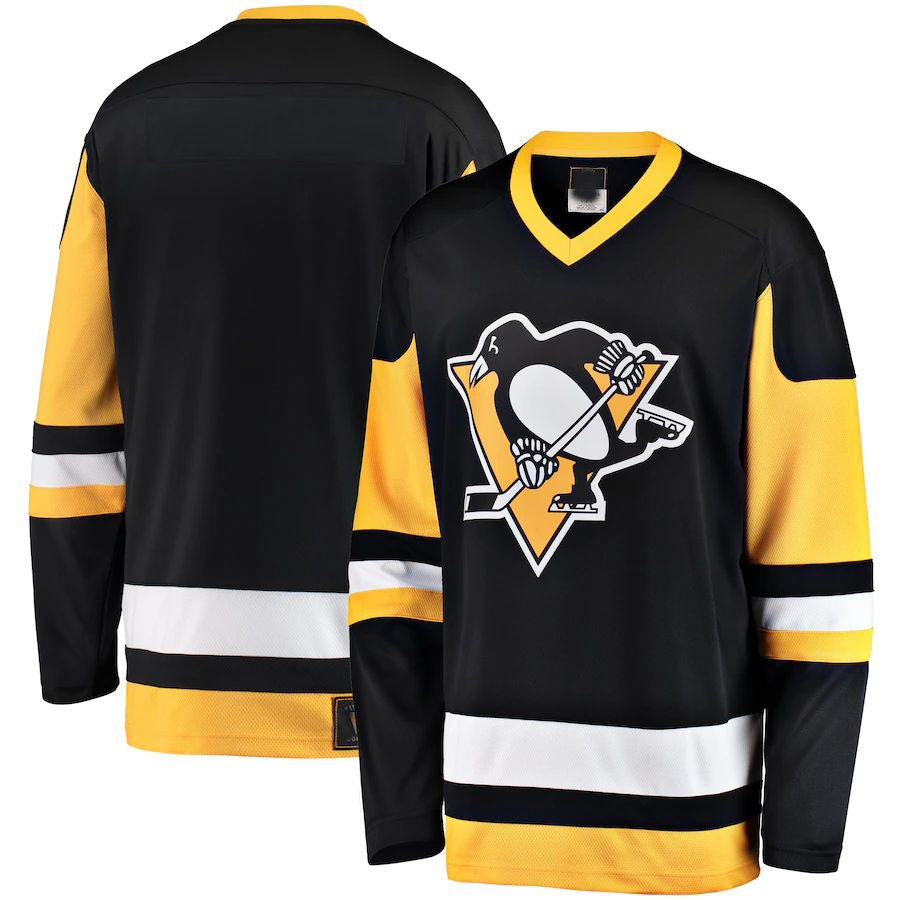 P.Penguins Fanatics Branded Premier Breakaway Heritage Blank Jersey Black Stitched American Hockey Jersey UNEC