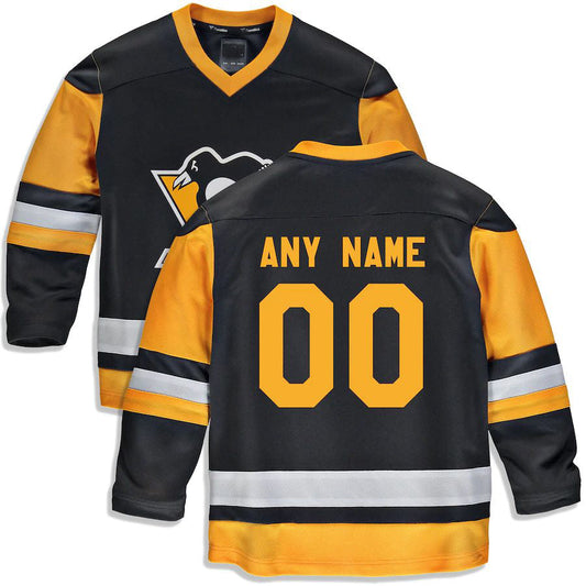 Custom P.Penguins Fanatics Branded Home Replica Custom Jersey Black Stitched American Hockey Jersey UNEC