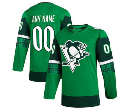 Custom P.Penguins 2023 St. Patrick's Day Primegreen Authentic Jersey - Kelly Green Stitched American Hockey Jersey UNEC