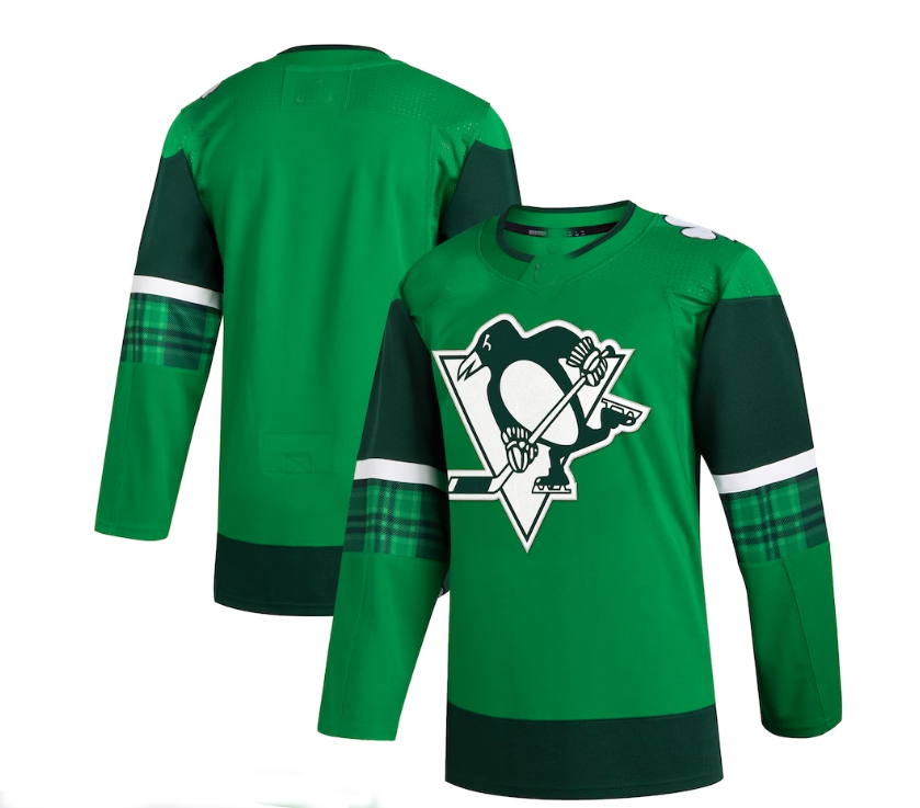 P.Penguins 2023 St. Patrick's Day Primegreen Authentic Jersey - Kelly Green Stitched American Hockey Jersey UNEC