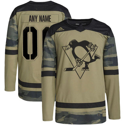 Custom P.Penguins Military Appreciation Team Authentic Practice Jersey Camo Stitched American Hockey Jersey UNEC