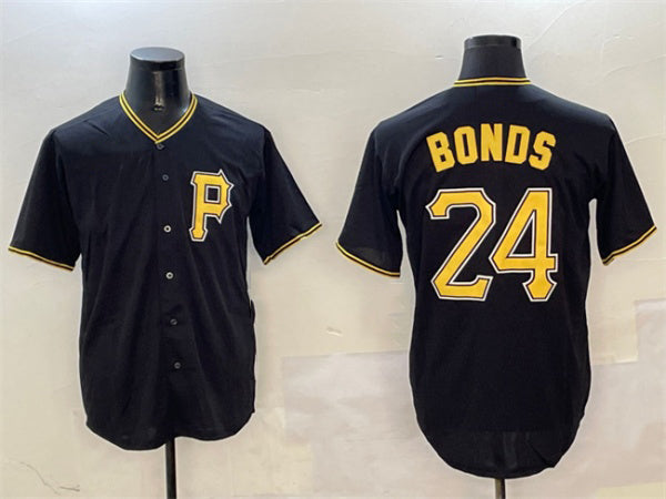 Pittsburgh Pirates #24 Barry Bonds Black Cool Base Stitched Baseball Jersey