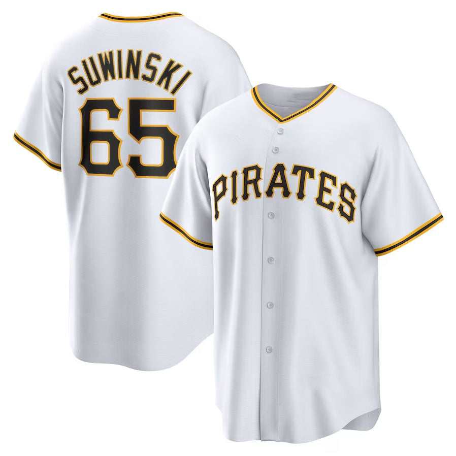 Pittsburgh Pirates #65 Jack Suwinski Home Replica Jersey - White Stitched Baseball Jersey