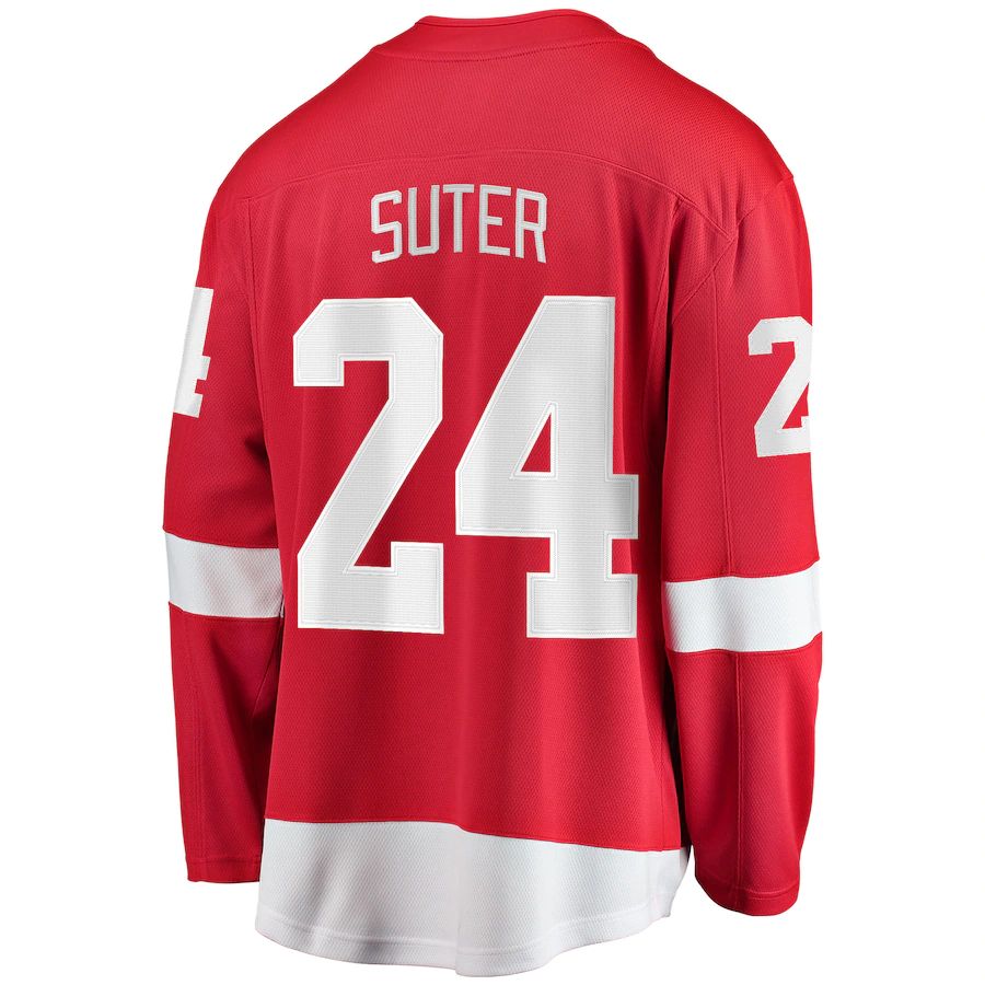 D.Red Wings #24 Pius Suter Fanatics Branded Home Breakaway Player Jersey Red Stitched American Hockey Jersey UNEC