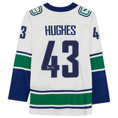 V.Canucks #43 Quinn Hughes Fanatics Authentic Autographed White Jersey Stitched American Hockey Jersey UNEC