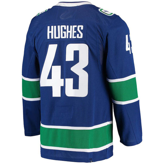 V.Canucks #43 Quinn Hughes Home Authentic Pro Player Jersey Blue Stitched American Hockey Jersey UNEC