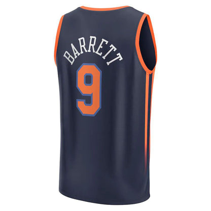 NY.Knicks #9 RJ Barrett Fanatics Branded 2022-23 Fast Break Replica Jersey Navy  Statement Edition Stitched American Basketball Jersey UNEC