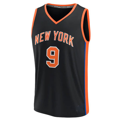 NY.Knicks #9 RJ Barrett Fanatics Branded 2022-23 Fastbreak Jersey City Edition Black Stitched American Basketball Jersey UNEC