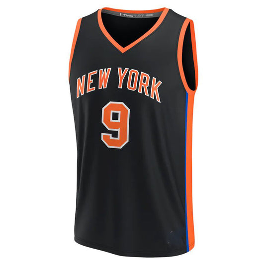NY.Knicks #9 RJ Barrett Fanatics Branded 2022-23 Fastbreak Jersey City Edition Black Stitched American Basketball Jersey UNEC