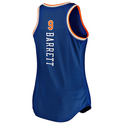 NY.Knicks #9 RJ Barrett Fanatics Branded Women's 2019-20 Fast Break Team Tank Jersey Blue  Icon Edition Stitched American Basketball Jersey UNEC