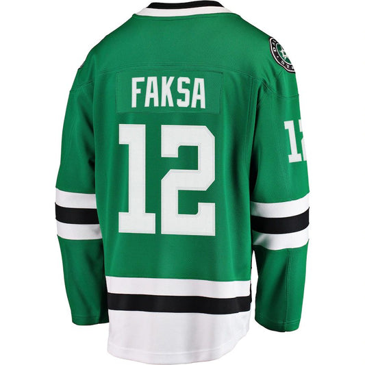 D.Stars #12 Radek Faksa Fanatics Branded Breakaway Jersey  Kelly Green Stitched American Hockey Jersey UNEC