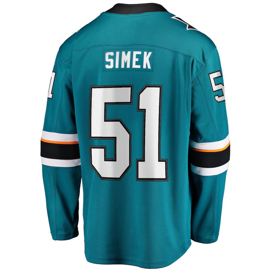 SJ.Sharks #51 Radim Simek Fanatics Branded Home Breakaway Player Jersey Teal Stitched American Hockey Jersey UNEC
