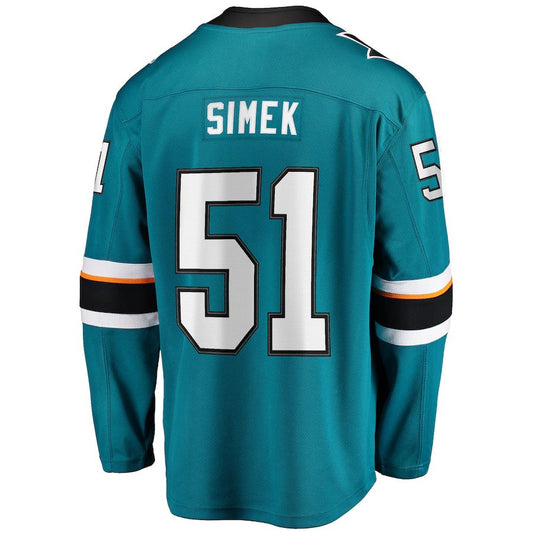 SJ.Sharks #51 Radim Simek Fanatics Branded Home Breakaway Player Jersey Teal Stitched American Hockey Jersey UNEC