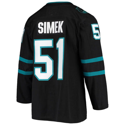 SJ.Sharks #51 Radim Simek Alternate Authentic Jersey Black Stitched American Hockey Jersey UNEC