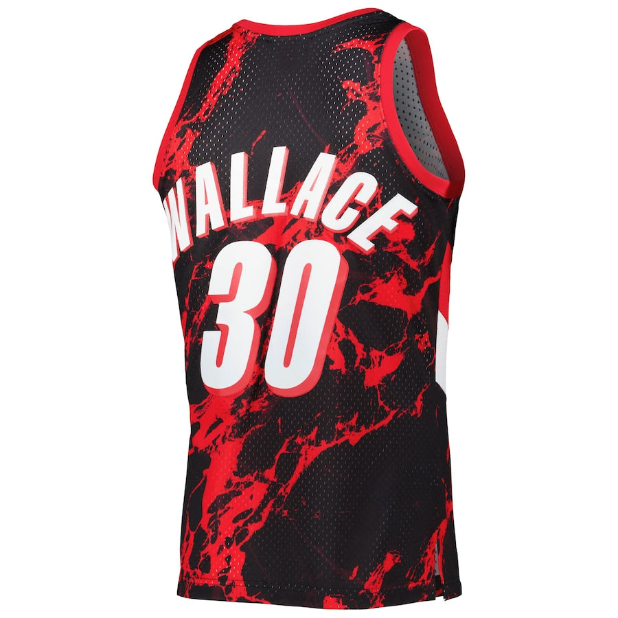 P.Trail Blazers #30 Rasheed Wallace Mitchell & Ness 1996-97 Hardwood Classics  75th Anniversary Diamond Swingman Jersey Icon Edition Black Stitched American Basketball Jersey UNEC