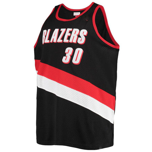 P.Trail Blazers #30 Rasheed Wallace Mitchell & Ness Big & Tall Hardwood Classics Swingman Jersey Icon Edition Black Stitched American Basketball Jersey UNEC