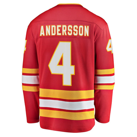 C.Flames #4 Rasmus Andersson Fanatics Branded Home Team Breakaway Player Jersey Red Stitched American Hockey Jersey UNEC