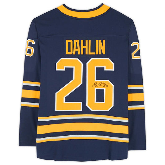 B.Sabres #26 Rasmus Dahlin Fanatics Authentic Autographed Navy Fanatics Breakaway Jersey Stitched American Hockey Jersey UNEC