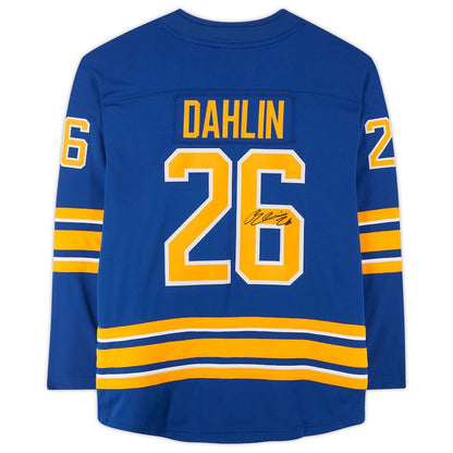 B.Sabres #26 Rasmus Dahlin Fanatics Authentic Autographed Royal Blue Fanatics Breakaway Jersey Stitched American Hockey Jersey UNEC
