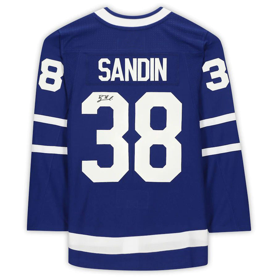 T.Maple Leafs #38 Rasmus Sandin Fanatics Authentic Autographed Blue Stitched American Hockey Jersey UNEC