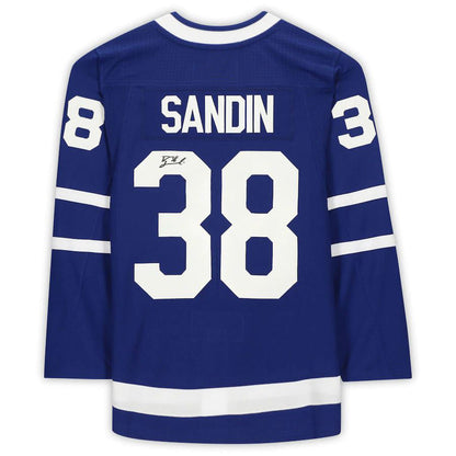 T.Maple Leafs #38 Rasmus Sandin Fanatics Authentic Autographed Blue Stitched American Hockey Jersey UNEC